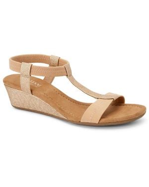 Alfani Voyage1 Open Toe Elastic Wedge Sandals - Metallic