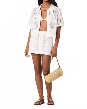 Astr Loren Crotchet Button Up Shirt - White
