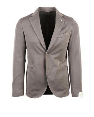 L.B.M. 1911 Taupe Cotton Polyamide Rounded Jacket - Gray