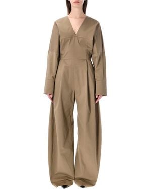 THE LATEST Long V-Neck Jumpsuit - Natural