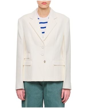 Wales Bonner Fitted Jacket With Crystal Flower Detail - Natural