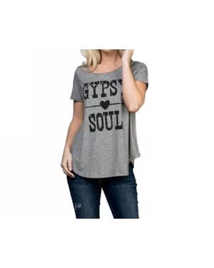 La Soula Gypsy Soul Graphic Round Hem Tee - Black