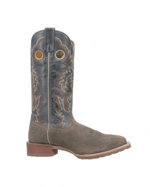 Laredo Peete Leather Square Toe Western Boots - Gray