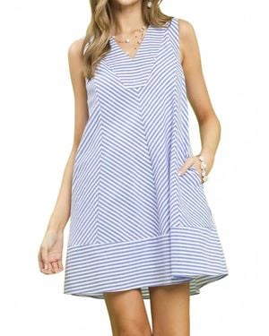 Umgee A-Line Striped Dress - Blue