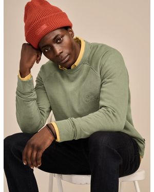 Lucky Brand Fleece Logo Raglan Crew Sweatshirt - Green