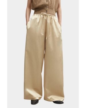 Cordera Satin Drawstring Pants - Natural