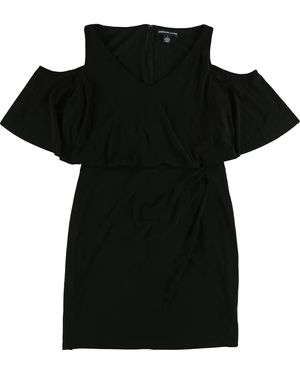 American Living Cold Shoulder Popover Dress - Black