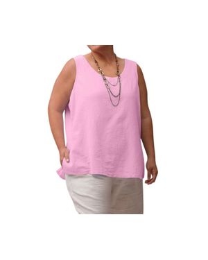 On The Plus Side Crinkle Cotton Sleeveless Top - Pink