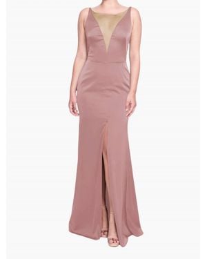 Marchesa Emilia Charmeuse Deep V Gown - Pink