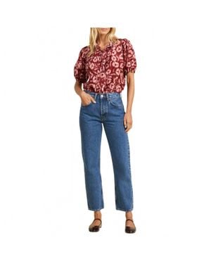 Trovata Mira Short-Puff Sleeved Blouse Blouse - Blue