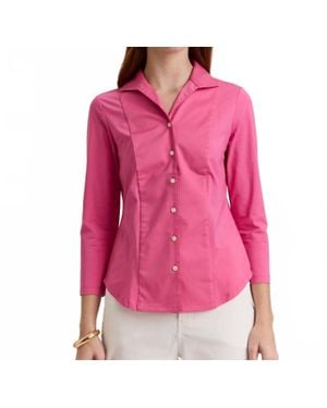 Hinson Wu Donna 3/4 Sleeve Wing Collar Shirt - Pink
