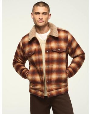 Lucky Brand Fur Lined Plaid Jacket - Brown