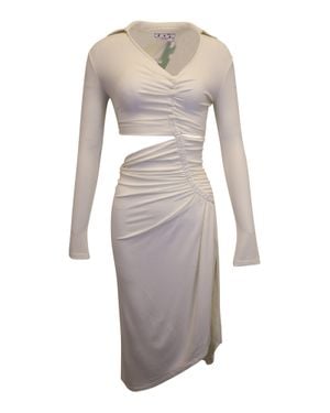 Off-White c/o Virgil Abloh Asymmetric Cutout Ruched Stretch Dress - Gray