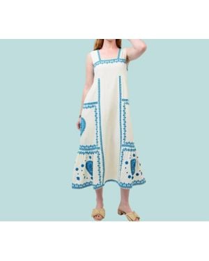 Uncle Frank The Maya Embroidered Midi Dress - Blue