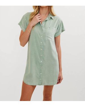 Bella Dahl Roll Sleeve Pocket Shirt Dress - Green