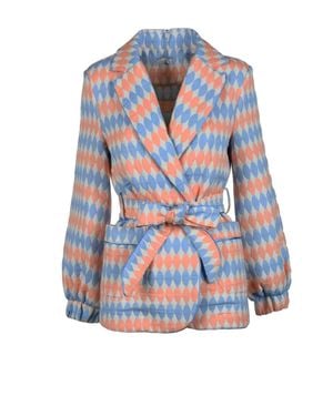 Motel Sky Geometric Cotton-Blend Jacket - Blue