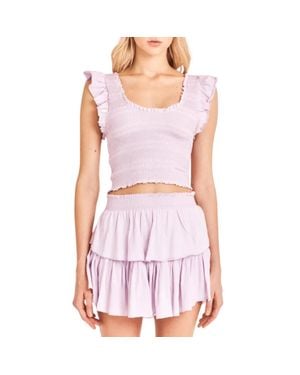 LoveShackFancy Ruffle Mini Skirt - Purple