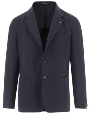 Tagliatore Single-Breasted Stretch Wool Jacket - Blue