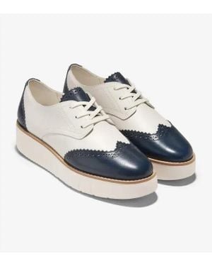 Cole Haan Grand City W31495 Oxford Ivory Platform Shoes Zogg421 - Blue