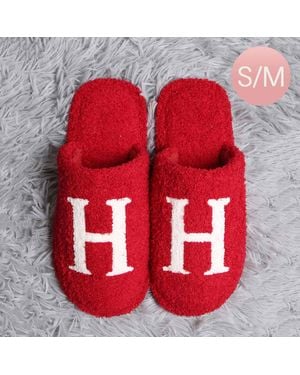 Fashnzfab H Print Soft Home Indoor Floor Slippers S/M - Red