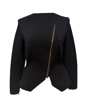 Roland Mouret Diagonal Zipped Peplum Blazer - Black