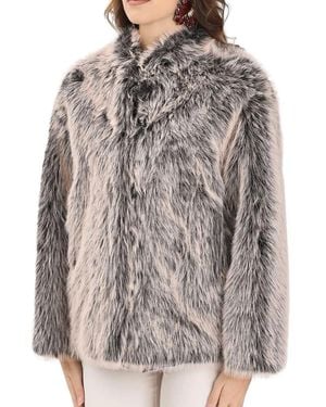 Patrizia Pepe Polyester Faux Fur Coat - Gray