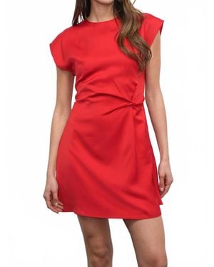 Greylin Watson Dolman Sleeve Satin Side Twist Mini Dress - Red