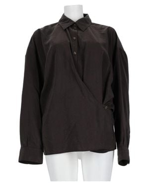Lemaire Wrap-Style Classic Collar Silk-Blend Shirt - Black