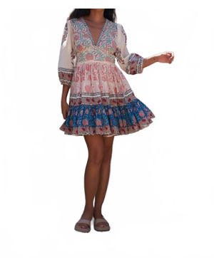 Mo Maya Peacock Mini Dress - Blue