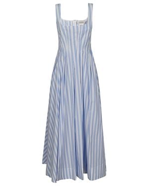 Sportmax Striped Cotton Poplin Flare Dress - Blue