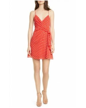 Alice + Olivia Katie Daisy Floral Tie Wrap Mini Dress - Red