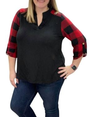 Honeyme Buffalo Plaid Gabby Top - Black
