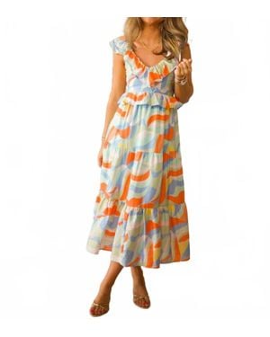 Thml Abstract Print Maxi Dress - Orange