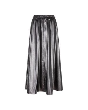 EsQualo Metallic Midi Skirt - Gray