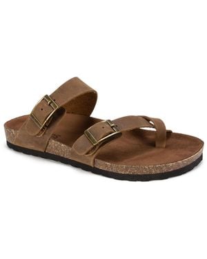 White Mountain Gracie Leather Flat Footbed Sandals - Brown