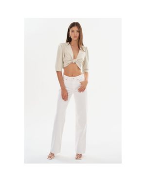 Lamarque Chana Cropped Faux Leather Top - White