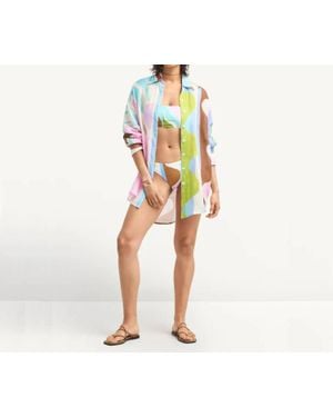 Vitamin A Playa Linen Boyfriend Shirt - Blue