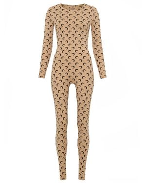 Marine Serre Neutrals Moon Repeating Crescent Bodysuit - Natural