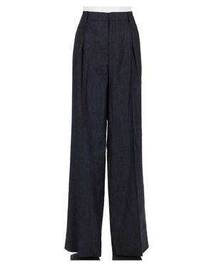 Tagliatore High-Waist Linen-Blend Tailored Wide-Leg Pants - Blue