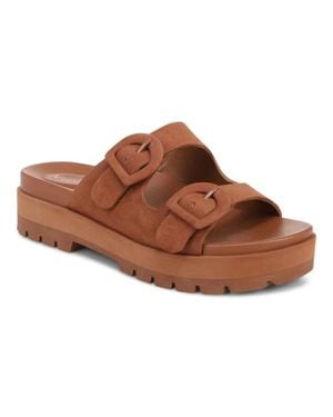 Vionic Capitola I9865L3200 Sandal Argan Oil Suede Chunky Zap2514 - Brown