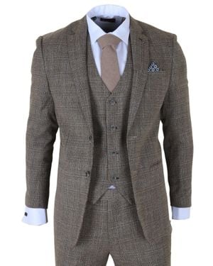 Infinity Leather 3-Piece Classic Check Suit Slim Fit Plain Formal Party Suit - Gray