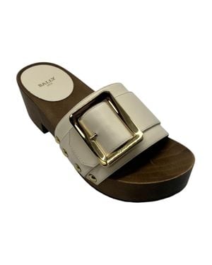 Bally Ellin 6238124 Bone Calf Plain Leather Buckled Sandals - White