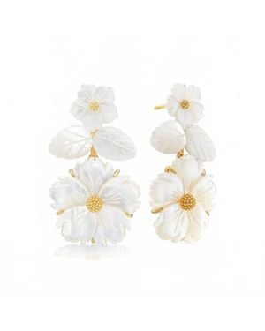 Capucine de Wulf Mermaid Garden Floral Post Drop Earrings - Metallic