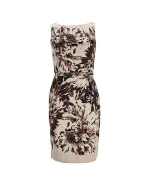 Max Mara Printed Knee-Length Dress - Natural