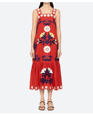 Sea Catrine Applique Tank Dress - Red