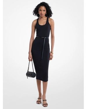 MICHAEL Michael Kors Michael Kors Belted Stretch Matte Jersey Racerback Tank Dress - Blue