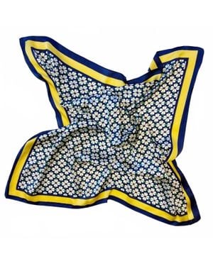 Ellison+Young Four Petal Clover Square Scarf - Blue