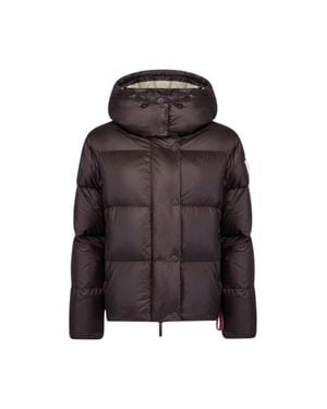 AFTER LABEL Glossy Nylon Hooded Down Jacket - Brown
