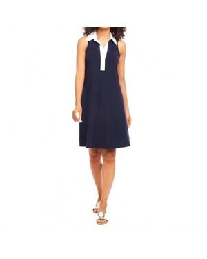 Karen Kane Contrast Placket Dress - Blue