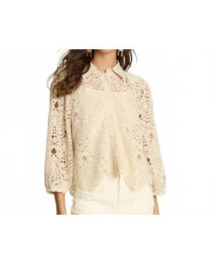 Caballero Juliette Button-Front Blouse - Natural